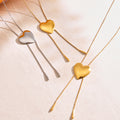 Heart Slider Lariat Necklace in Gold and Silver Tone view 2