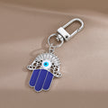 Gold and Silver Tone Crystal Hamsa Evil Eye Clip Keychains in Six Styles view 6