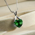 Silver Heart Stone Pendant Necklace Leaf Bail Box Chain view 6