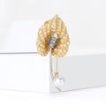 Yellow Calla Lily Enamel Brooch Gold Pearl Rhinestone Drop view 2