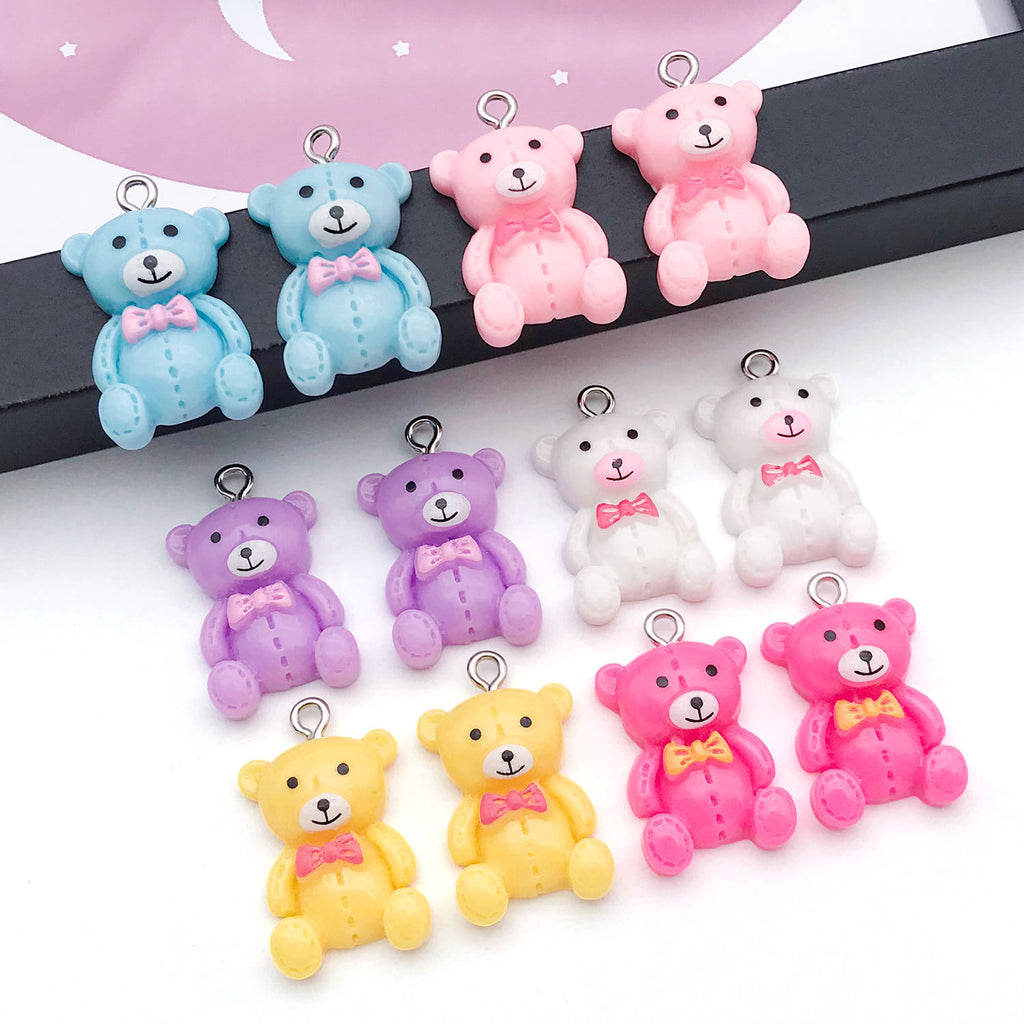 Resin Bow Bear Cream Glue Butterfly charm pendant for DIY necklace bracelet earring keychain