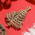 Green Enamel Christmas Tree Brooch With Multicolor Ornaments view 3