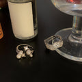 Silver Open Double Layer Crystal Pave Wave Adjustable Ring view 2
