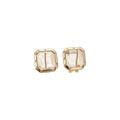 Clear Square Crystal Stud Earrings in Gold and Silver Tones view 5