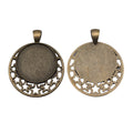 Star And Moon Round Cabochon Pendant Trays in Two Finishes view 2