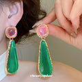Geometric Enamel Drop Earrings in Four Distinct Designs view 3
