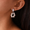 Silver Shell Stud Freshwater Pearl Loop Drop Earrings Stainless view 2
