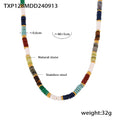 Multicolor Natural Stone Disc Bead Necklace And Bracelet view 6