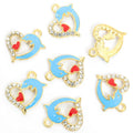 Crystal Heart Dolphin Charms in Six Colors and Two Metal Tones view 10