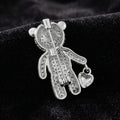 Crystal Teddy Bear Brooch With Red Bow and Heart Charm view 3
