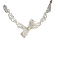 Silver Filigree Bow And Pearl Collar Necklace Pendant Jewelry view 5