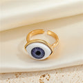 Gold Tone Realistic Eyeball Adjustable Open Rings in Five Iris Colors view 2