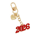 Gold Tone Enamel Number Charm Keychain with Heart Butterfly or Flower Accent view 5