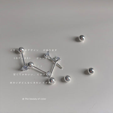 Silver Tone Clear Round Stone Screw Back Stud Earrings In Two Sizes