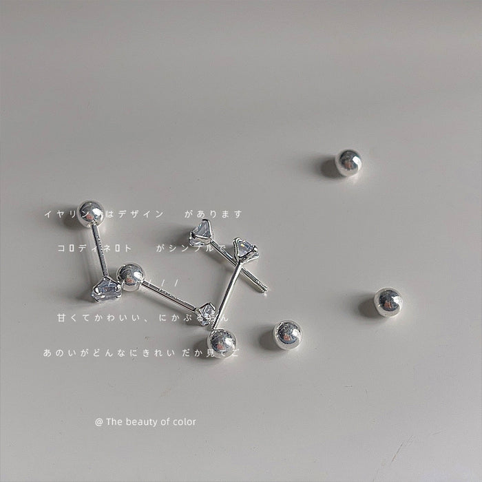 Silver Tone Clear Round Stone Screw Back Stud Earrings In Two Sizes