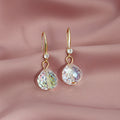 Gold Hook Iridescent Faceted Crystal Drop Earrings Two Shapes view 2