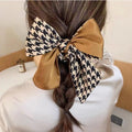 Houndstooth Bow Scrunchie Hair Ties Black Coffee 2 Colors view 1