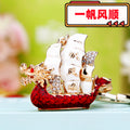 Jeweled Sailing Ship Keychains in Red and Blue with Braided Loops view 3