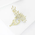 Gold Tone Deer Brooch Pearl Accent Crystal Leaf Antlers view 4