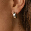 Polished C Shape Thick Mini Hoop Stud Earrings Gold Steel view 4