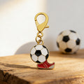 Enamel Soccer Ball Red Cleat Keychain Gold Lobster Clasp view 4