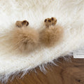 Brown Heart Stud Earrings With Soft Pom Pom Drops For Distinctive Statement Styling view 7