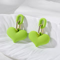 Matte Macaron Heart Drop Earrings Gold Links 12 Colors view 6