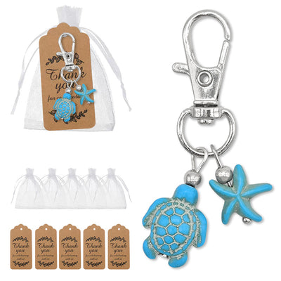 Turquoise turtle starfish lobster clasp charm with bags and tags