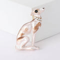 Pearlescent Sitting Sighthound Brooch With Crystal Collar view 1
