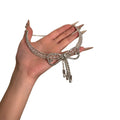 Silver Tone Crystal Bow Choker with Double Rows and Tassels view 5