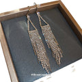 Crystal Triangle Fringe Hook Earrings with Polished Metal Details view 5