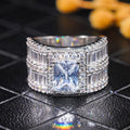 Silver Princess Square Halo Baguette Wide Ring Sizes 6-10 view 3