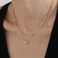 Crystal Butterfly Necklace and Bracelet in Gold and Silver Tone view 3