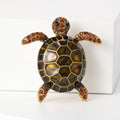 Enamel Sea Turtle Brooch Rhinestone Flippers Gold Tone Pin view 5