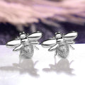 Bee Motif Stud Earrings Silver and Gold Tone Metal Pair view 6
