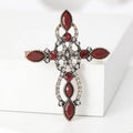 Ornate Crystal Cross Brooch in Four Colors for Jackets, Coats, and Scarves view 2