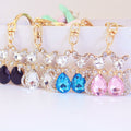 Faceted Stone Cat Pair Keychain With Rhinestone Tails view 10