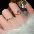Gold Open Rings Peach Stone And Butterfly Chain Bracelet view 2