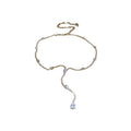 Y Teardrop Rhinestone Lariat Necklace Gold Silver Two view 5