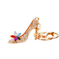 Crystal Floral High Heel Shoe Keychain with Gold Tone Hardware view 5