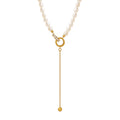 Freshwater Pearl Toggle Clasp Lariat Drop Necklace Gold Tone view 5