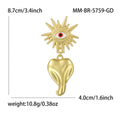 Gold Tone Sun Eye Brooch With Red Eye And Heart Drop view 6