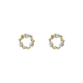 Gold Tone Mini Clear Stone Floral Wreath Stud Earrings view 5