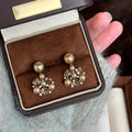 Brown Crystal Cluster and Pearl Look Stud Earrings view 3