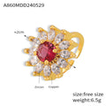 Gold Sunflower Open Rings Red Or Green Center Zircon view 6