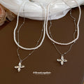 Silver Tone Layered Bead And Flower Necklaces With Decorative Accents view 2