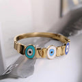 Gold Tone Evil Eye Adjustable Cuff Bracelets in Three Styles view 6