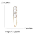 Oversized Safety Pin Brooch With Pearls and Crystals view 7