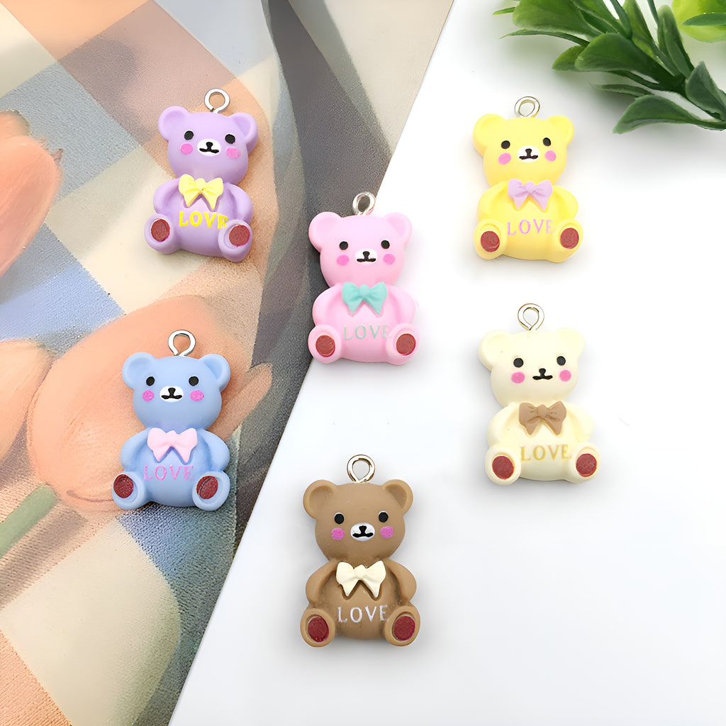 Resin Cartoon Bow Bear Butterfly Charm Pendant for DIY Cream Glue Earrings Bracelet Keychain
