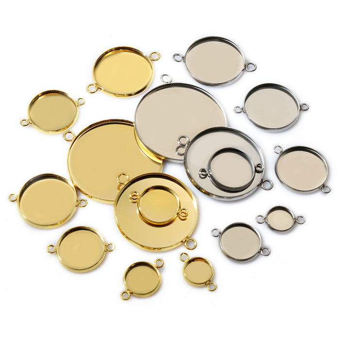 Round Double Loop Pendant Trays Jewelry Making Components